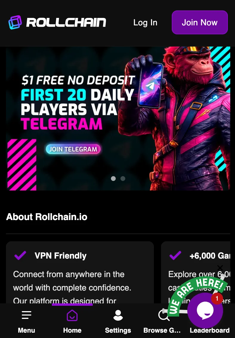 Rollchain affiliate landing preview